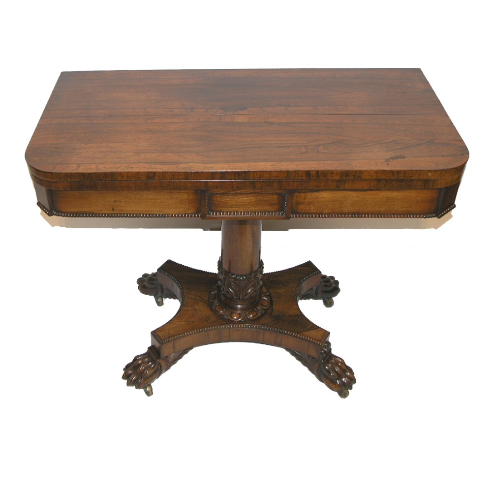 WILLIAM TROTTER REGENCY ROSEWOOD CARD TABLE. C. 1820