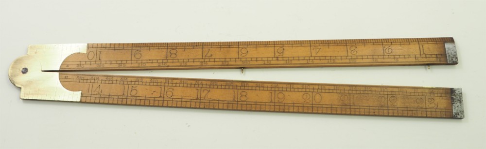 VERY RARE BELFAST BOXWOOD & BRASS STOCK RULE