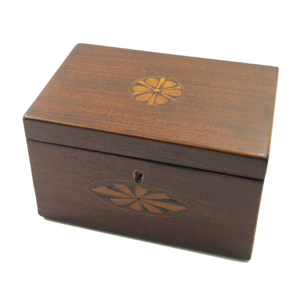 GEORGIAN INLAID MAHOGANY TEA CADDY