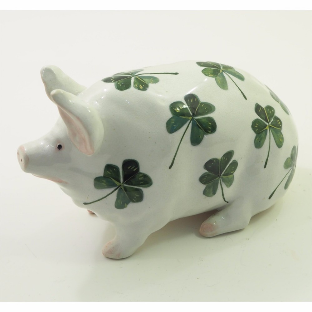 GOOD SCOTTISH WEMYSS WARE SHAMROCKS PIG 