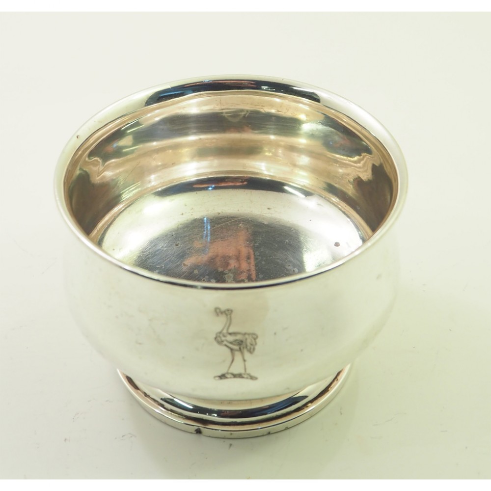 STERLING SILVER SUGAR BOWL WITH BIRD MOTIF. 1913