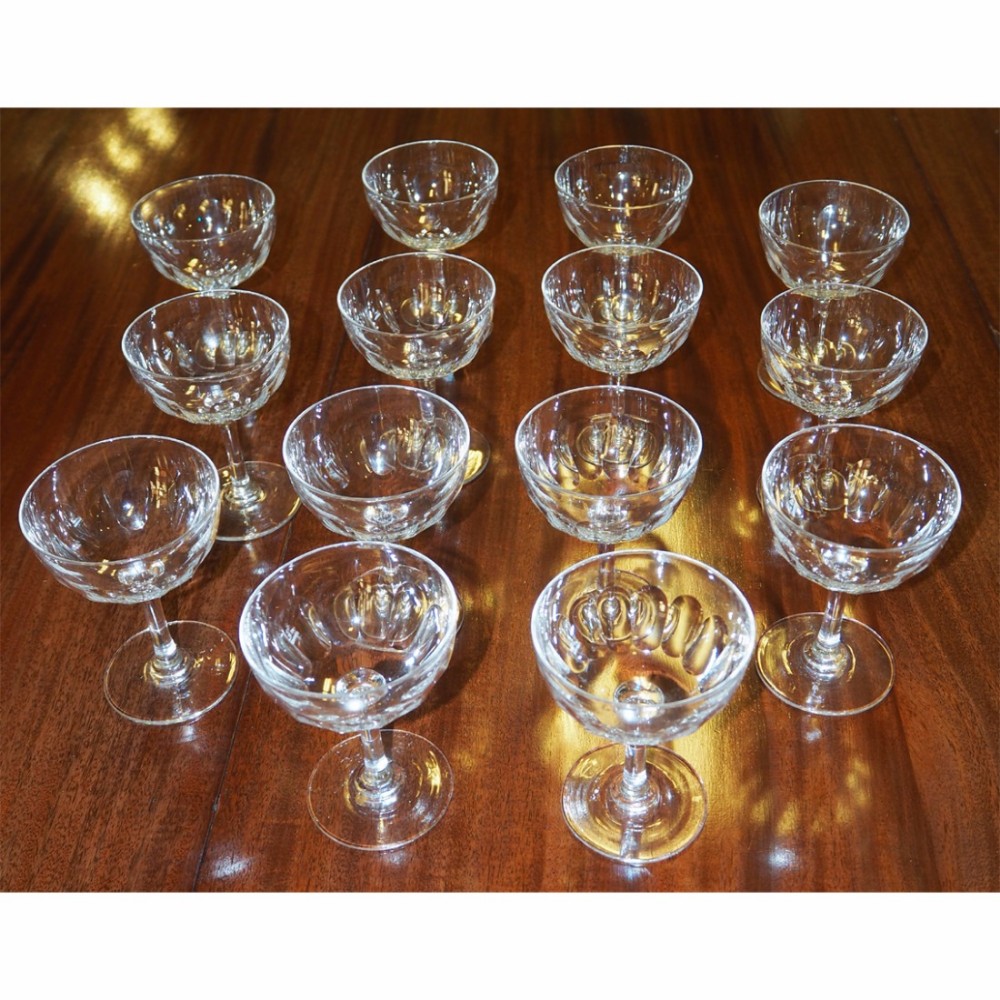 SUPERB SET OF 14 EDWARDIAN CHAMPAGNE GLASSES