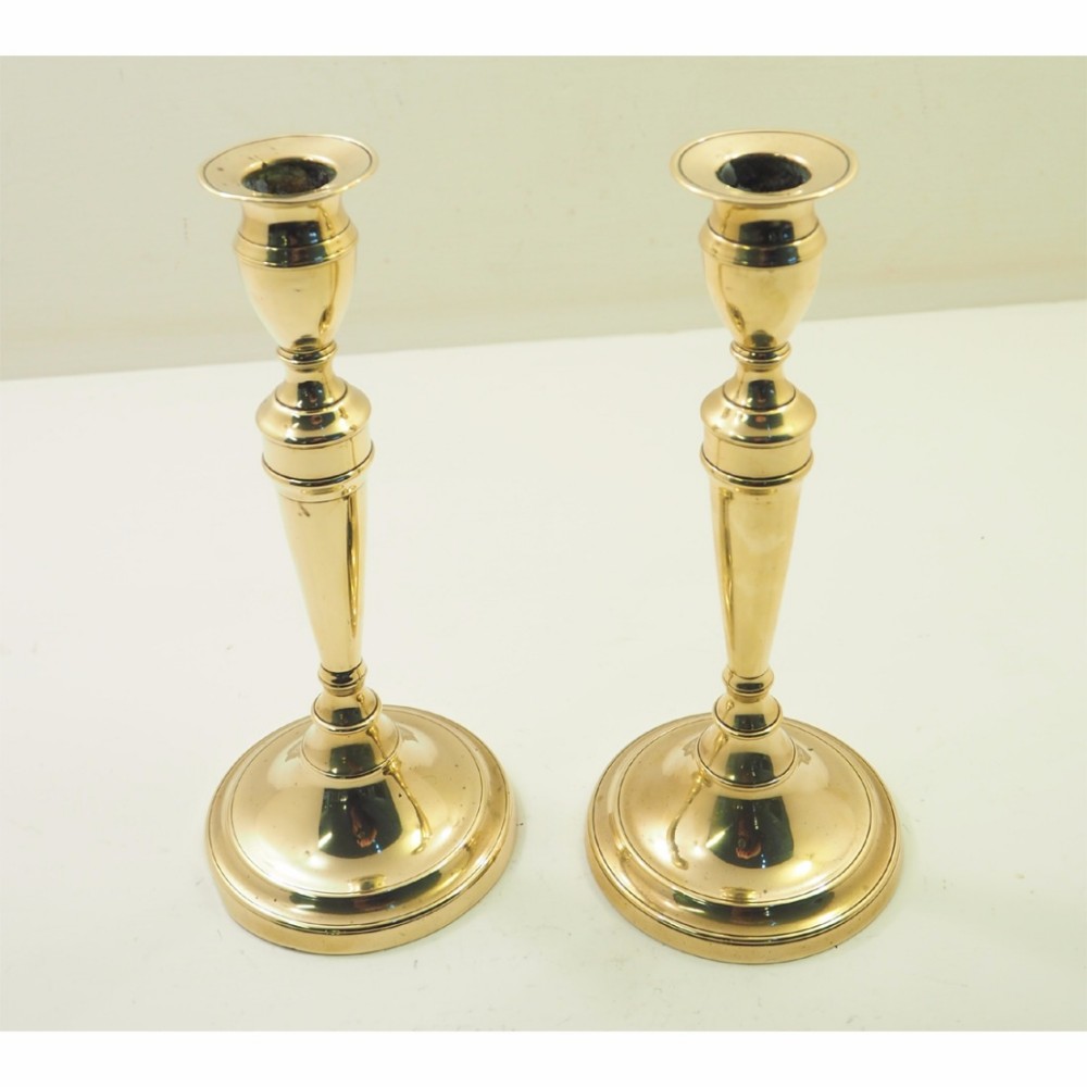 GOOD PAIR OF 18th CENTURY BRASS CANDLESTICKS