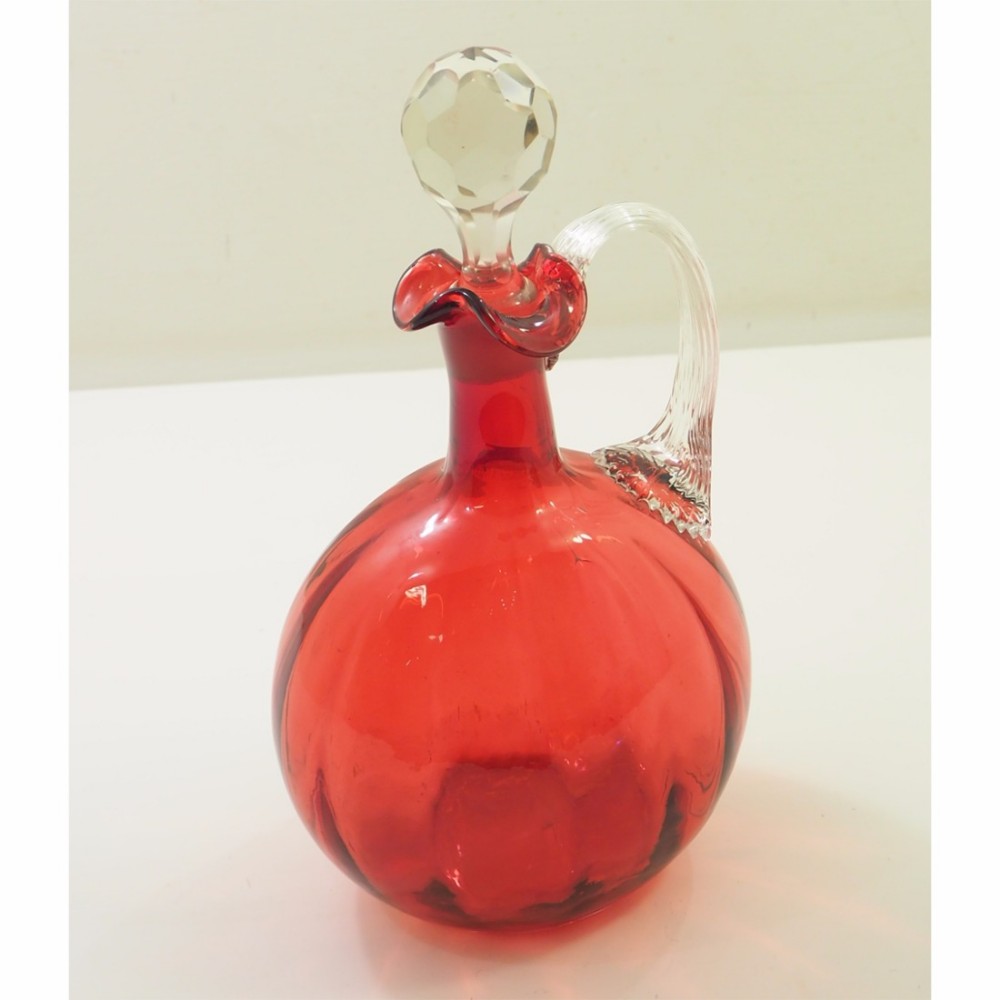 GOOD VICTORIAN CRANBERRY GLASS DECANTER
