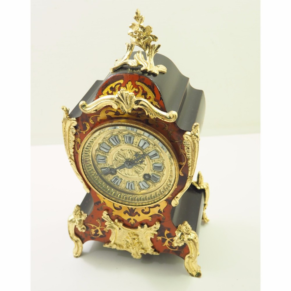 SUPERB EDWARDIAN TORTOISE SHELL MANTEL CLOCK