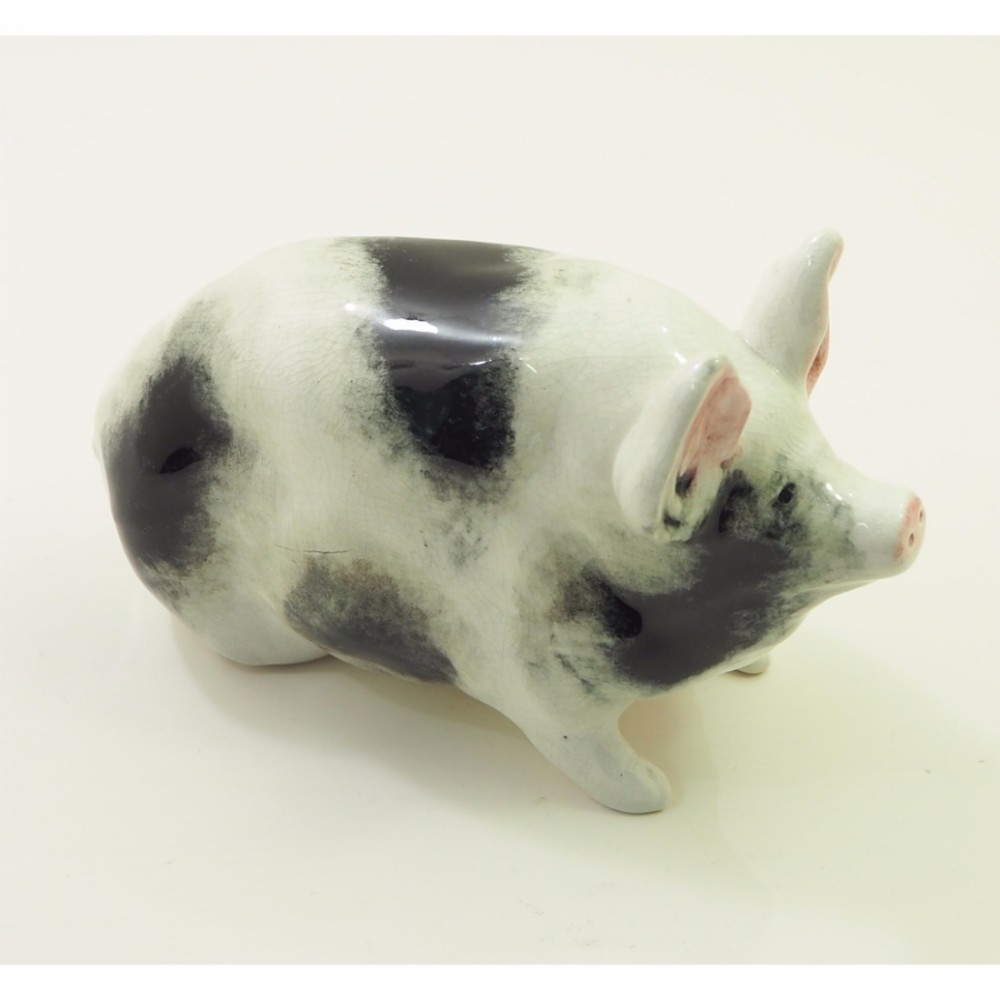 EARLY WEMYSS WARE BLACK & WHITE PIG