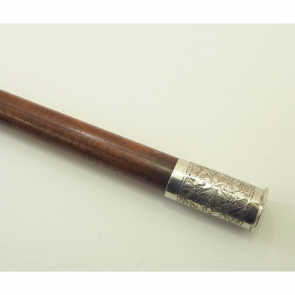 UNUSUAL ASIAN SILVER TOPPED WALKING CANE