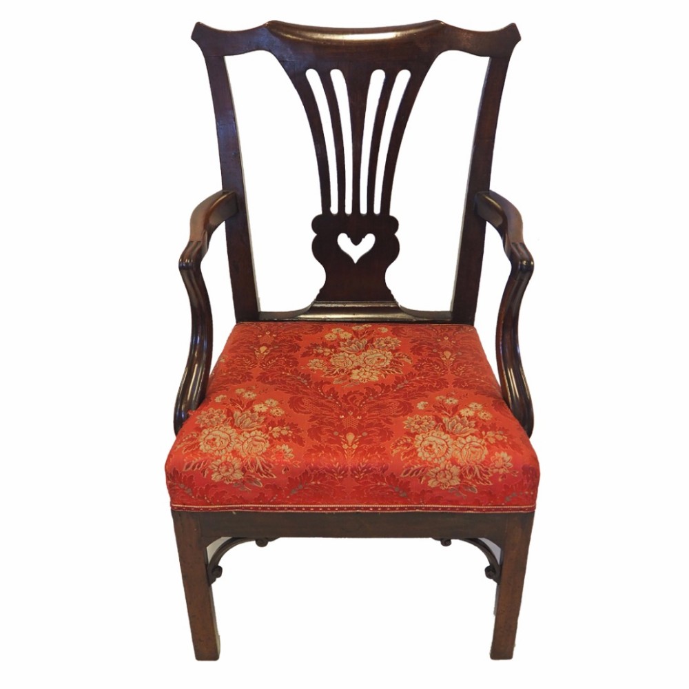 EARLY GEORGIAN CUBAN MAHOGANY ARM CHAIR