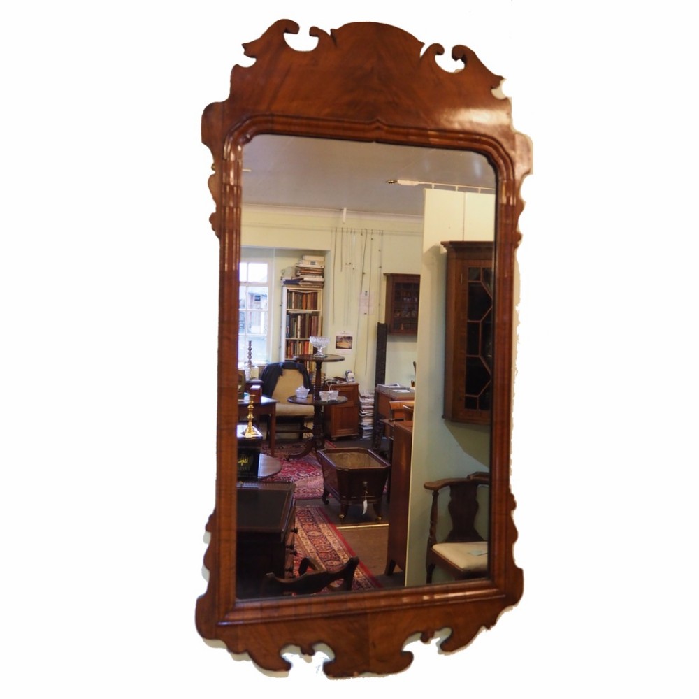 LARGE GEORGE III WALNUT VAUXHALL MIRROR