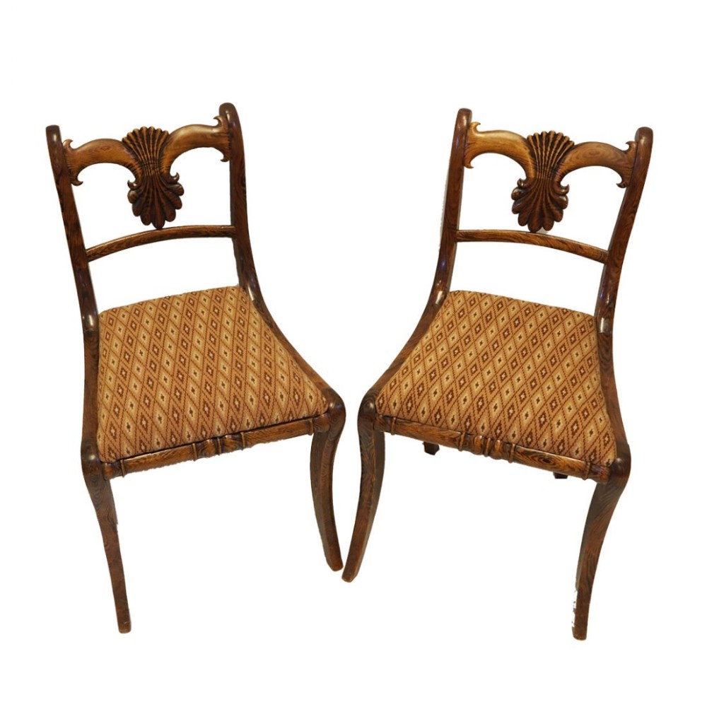 GOOD PAIR OF REGENCY SIMULATED HAND CHAIRS