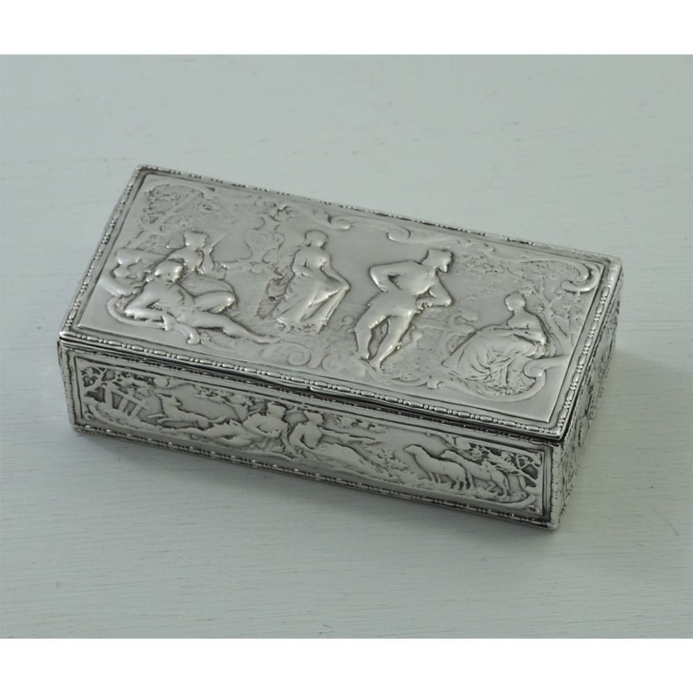 FINE 19th CENTURY GERMAN, STERLING SILVER BOX. 