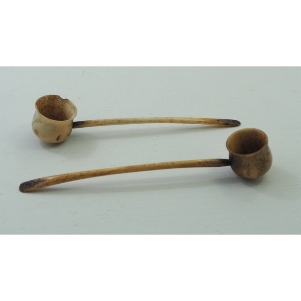 TWO GEORGIAN SCOTTISH WHALE BONE TODDY LADLES