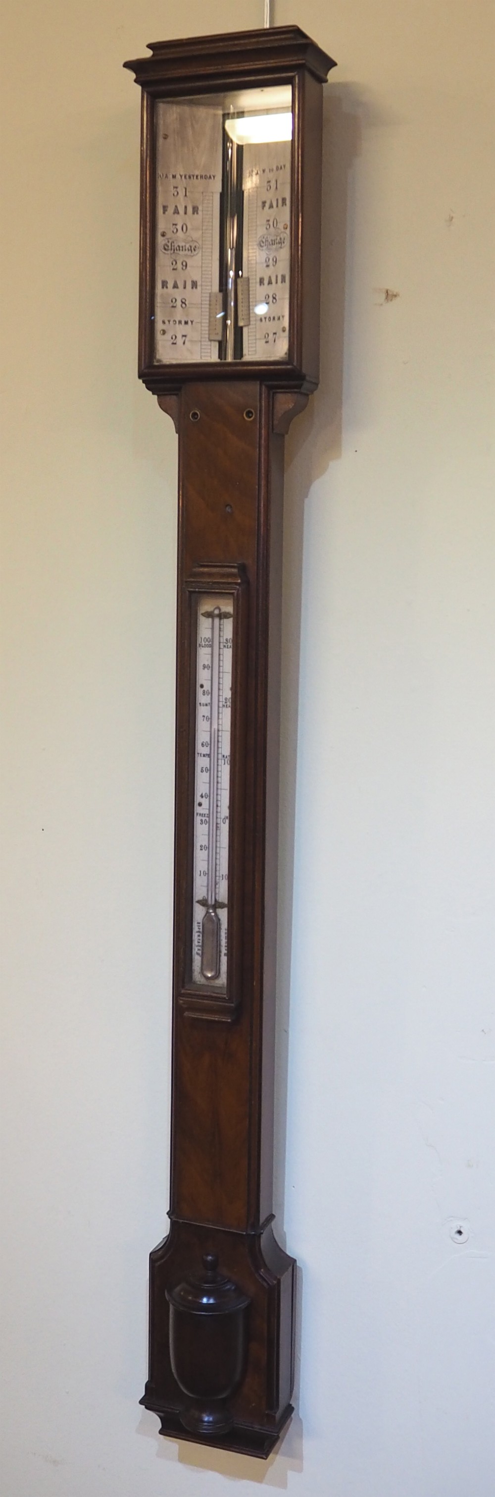 GOOD WILLIAM IV MAHOGANY STICK BAROMETER