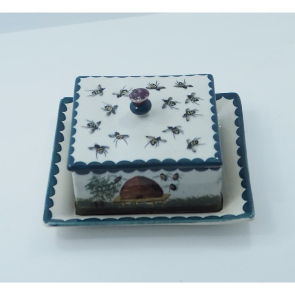 SUPERB WEMYSS COVERED HONEY BOX WITH TRAY