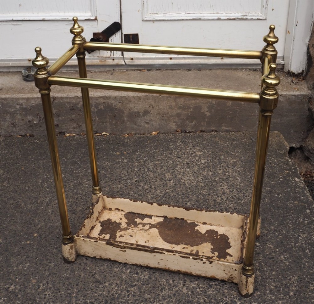 HEAVY VICTORIAN BRASS & IRON STICK STAND