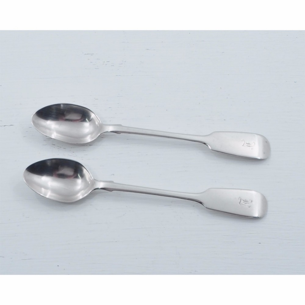 GOOD PAIR OF EXETER SILVER EGG SPOONS