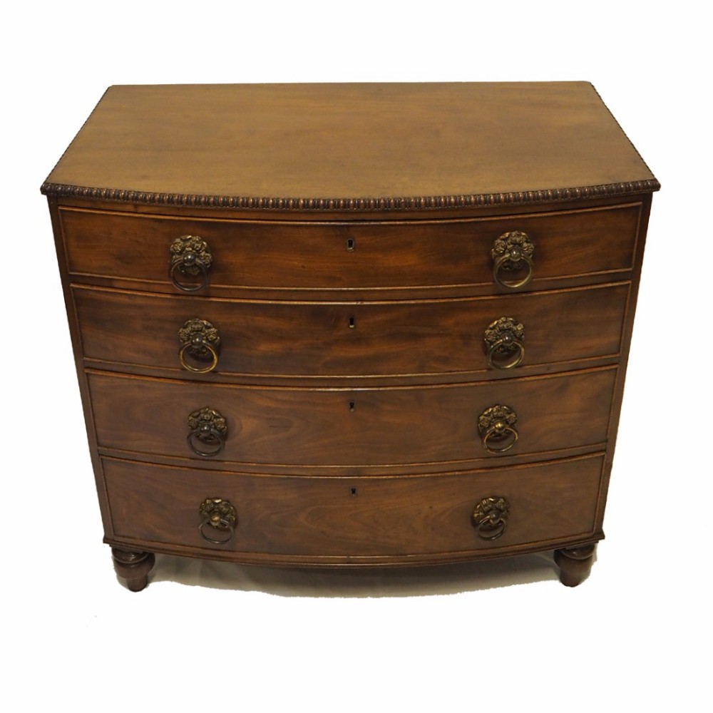 3 FOOT GILLOWS MAHOGANY BOW-FRONT CHEST 