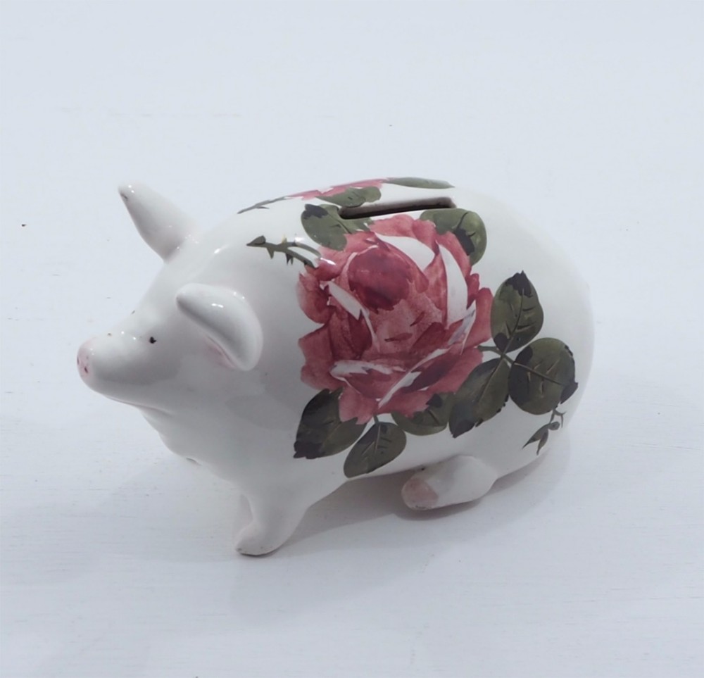 ENGLISH BOVEY (WEMYSS) ROSES PIG MONEY BANK