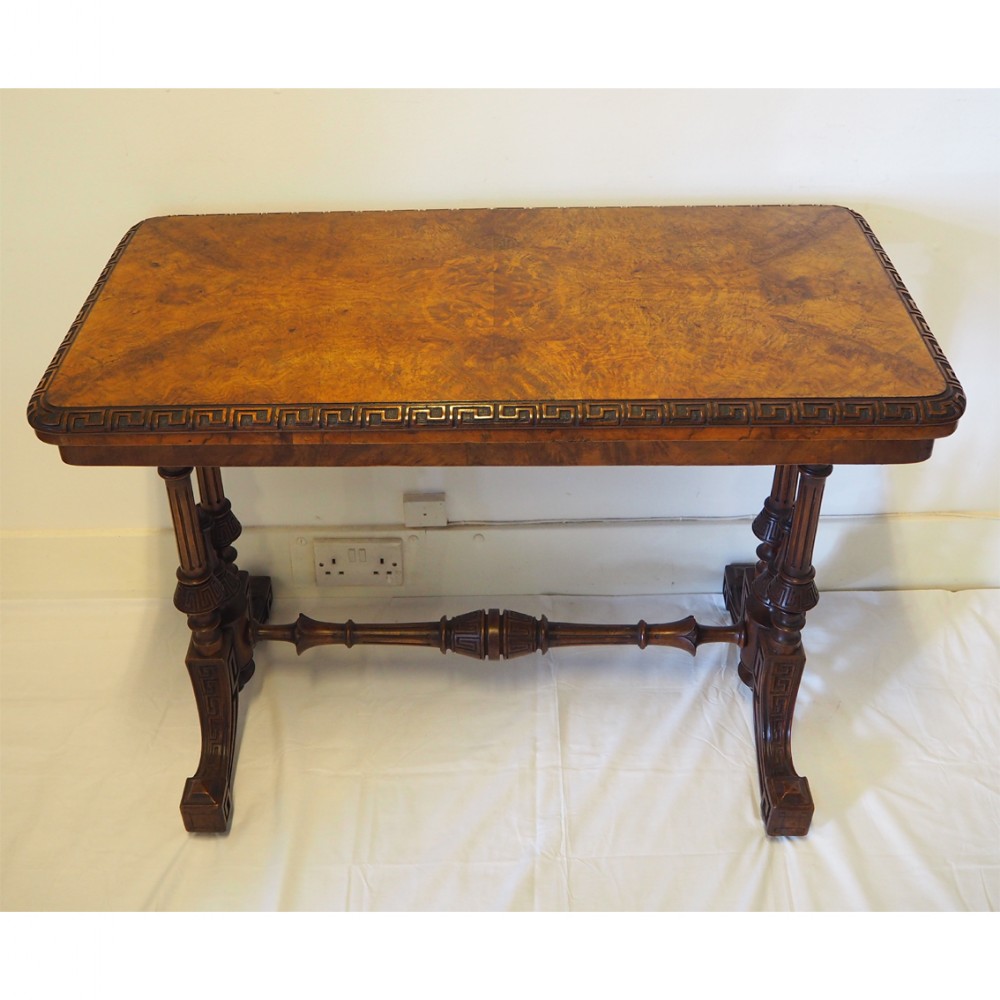 FINE VICTORIAN BURR WALNUT TEA TABLE