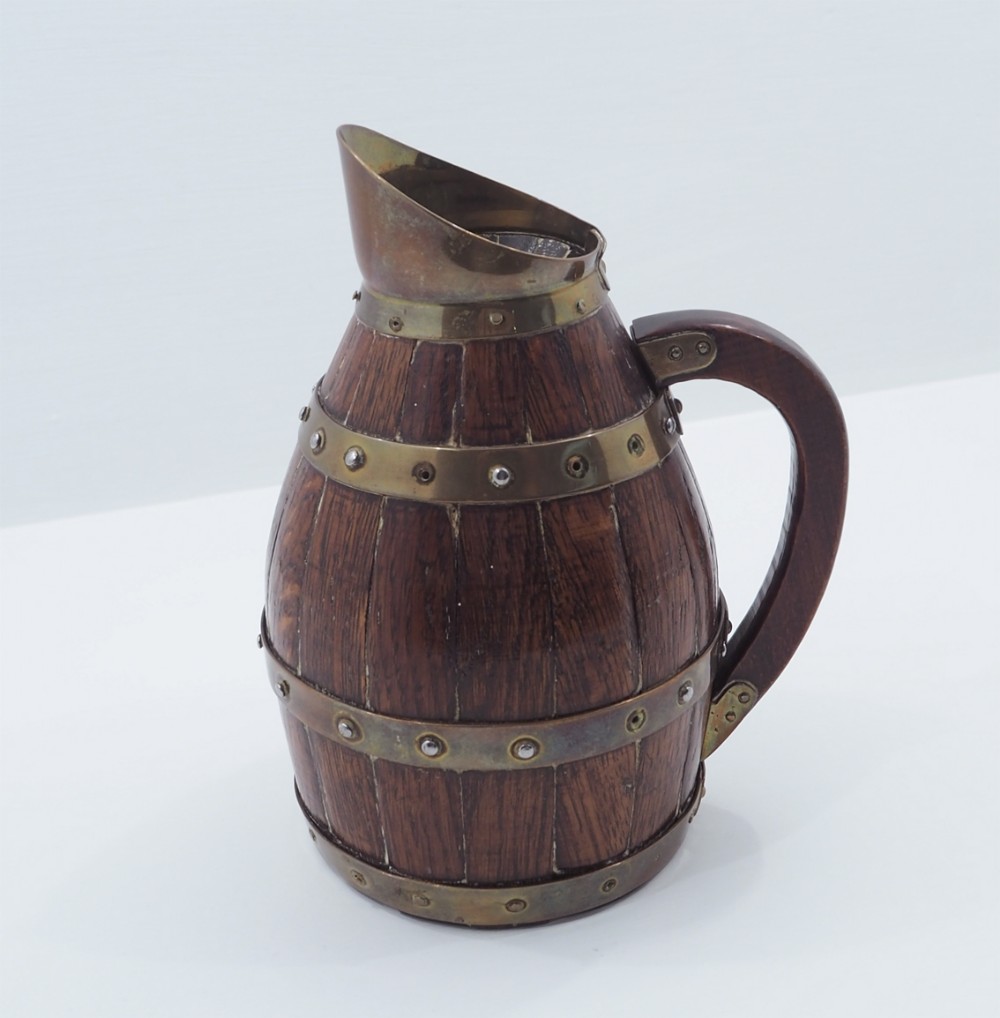 19th CENTURY BRASS BOUND CIDER TANKARD