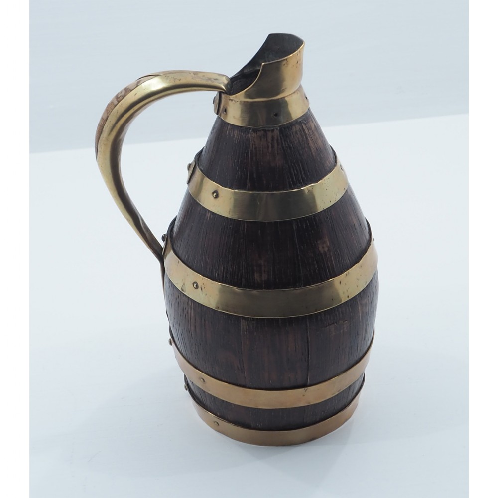 19th CENTURY BRASS BOUND CIDER TANKARD