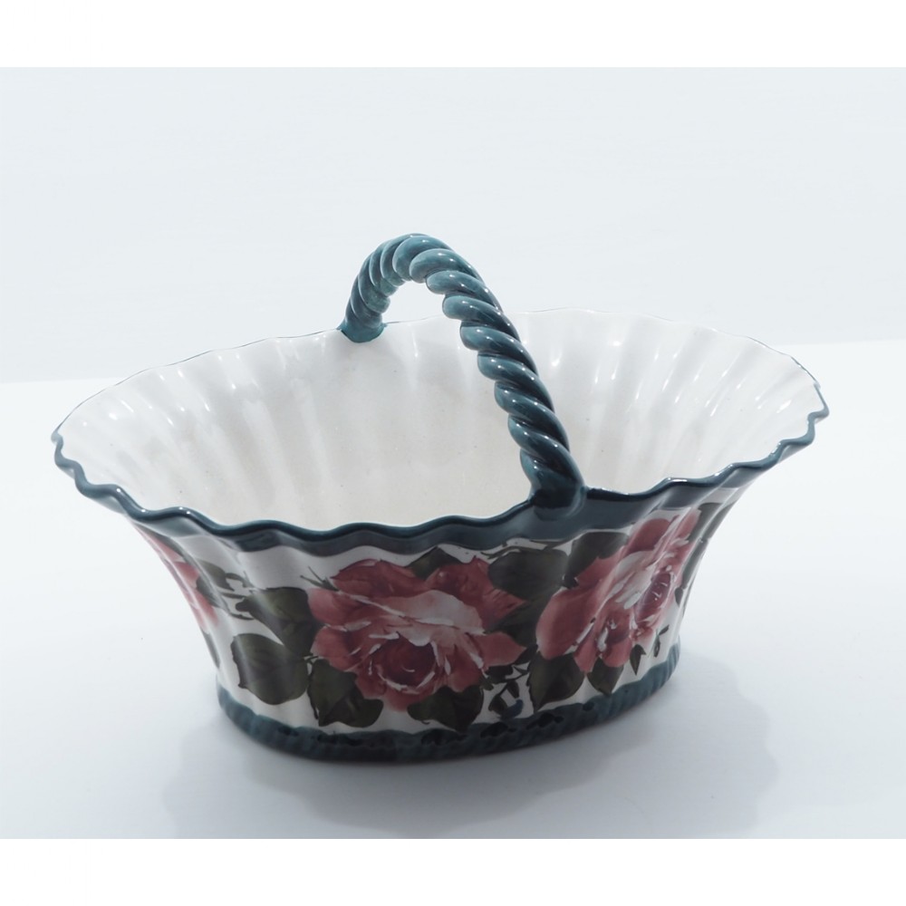 GOOD SCOTTISH WEMYSS WARE ROSES BASKET