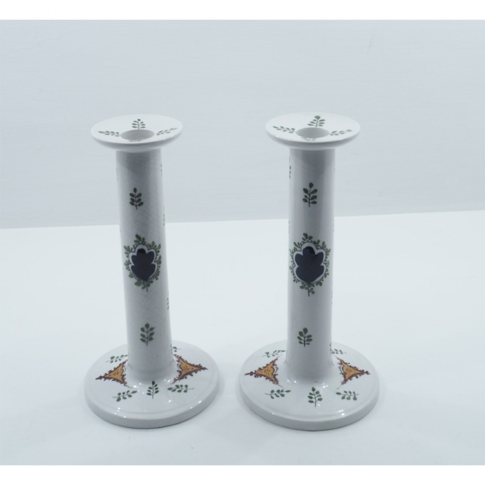 RARE PAIR OF WEMYSS TURKEY CANDLESTICKS