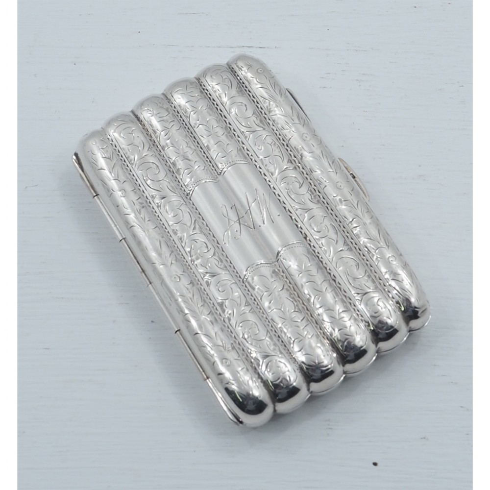 EDWARDIAN ENGRAVED SILVER CIGARETTE CASE