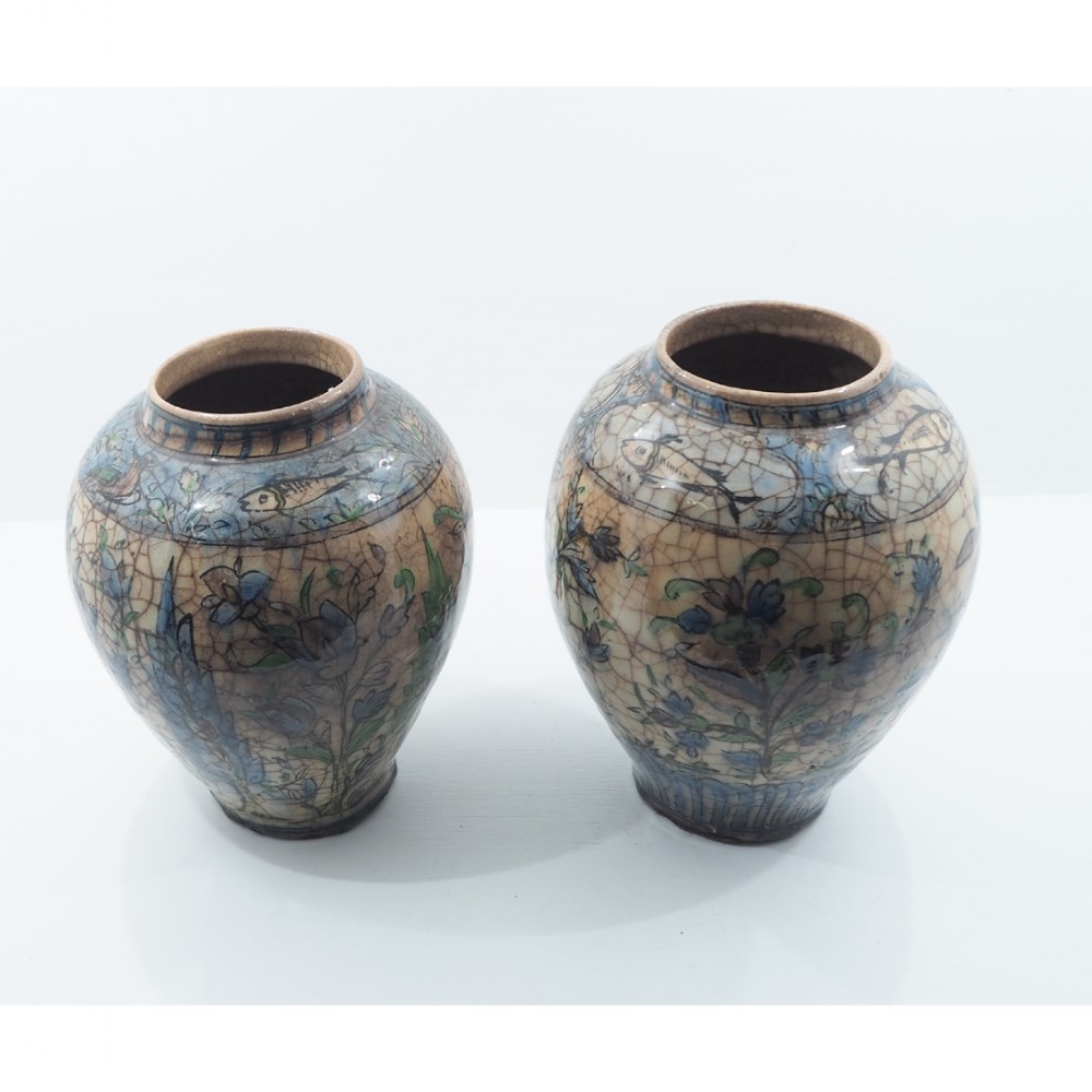 FINE PAIR OF LARGE PERSIAN TEHRAN OIL JARS