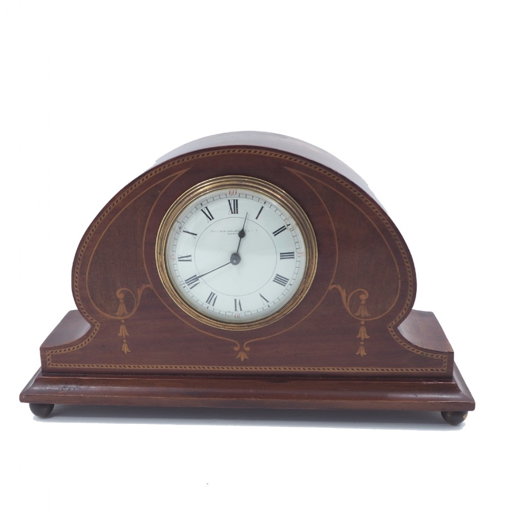 EDWARDIAN INLAID MAHOGANY CASE MANTLE CLOCK