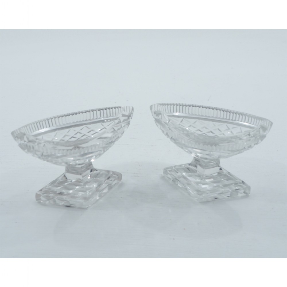 PAIR OF REGENCY CUT GLASS SALT CELLARS 