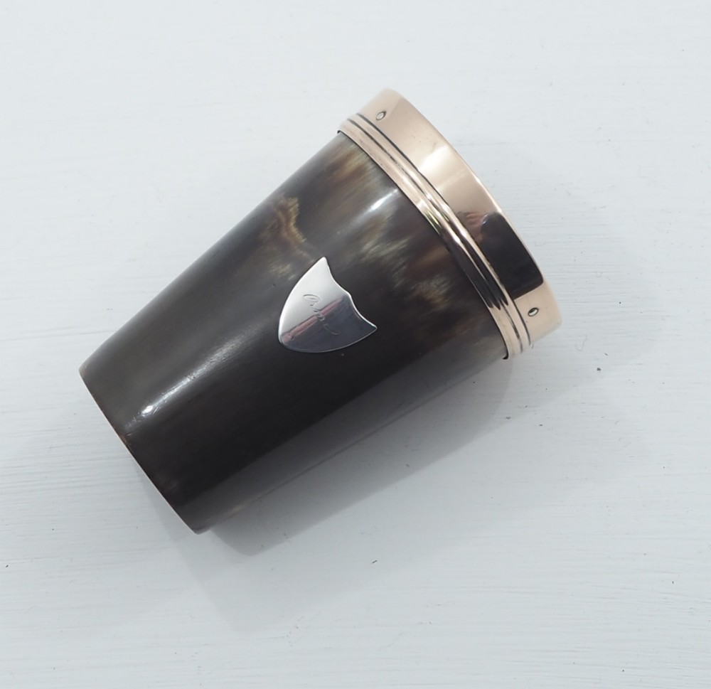 GEORGIAN HORN, SILVER & COPPER BEAKER 