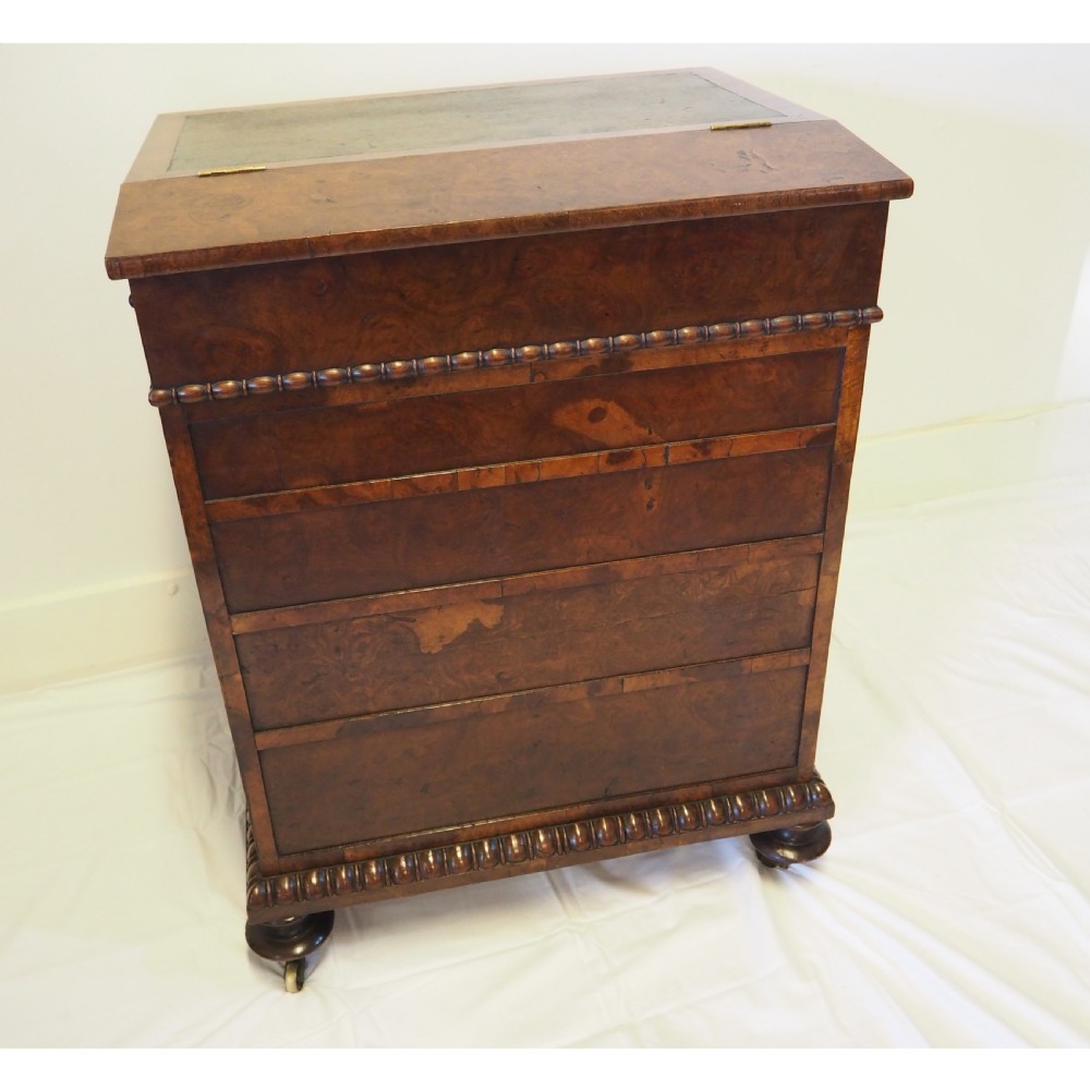 FINE GILLOWS BURR OAK SLIDING TOP DAVENPORT View VIII