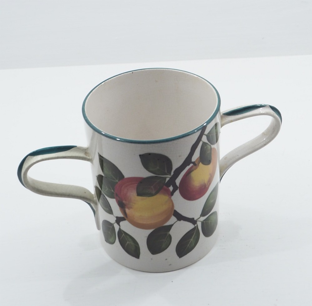 LARGE EARLY WEMYSS TWIN HANDLED TANKARD