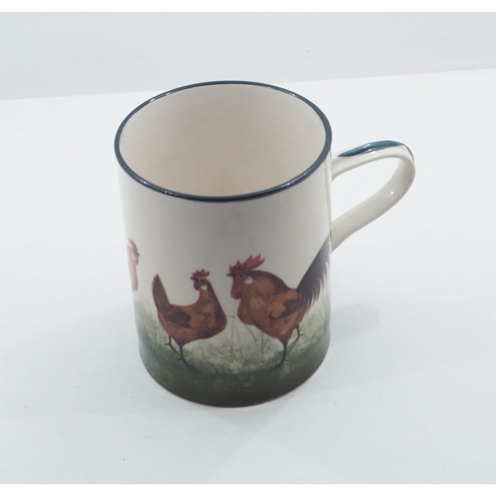 LARGE SCOTTISH WEMYSS BROWN HENS TANKARD