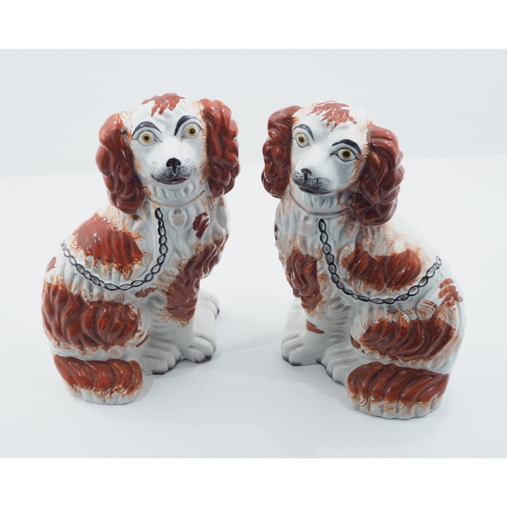 PAIR OF 19th CENTURY STAFFORDSHIRE SPANIELS