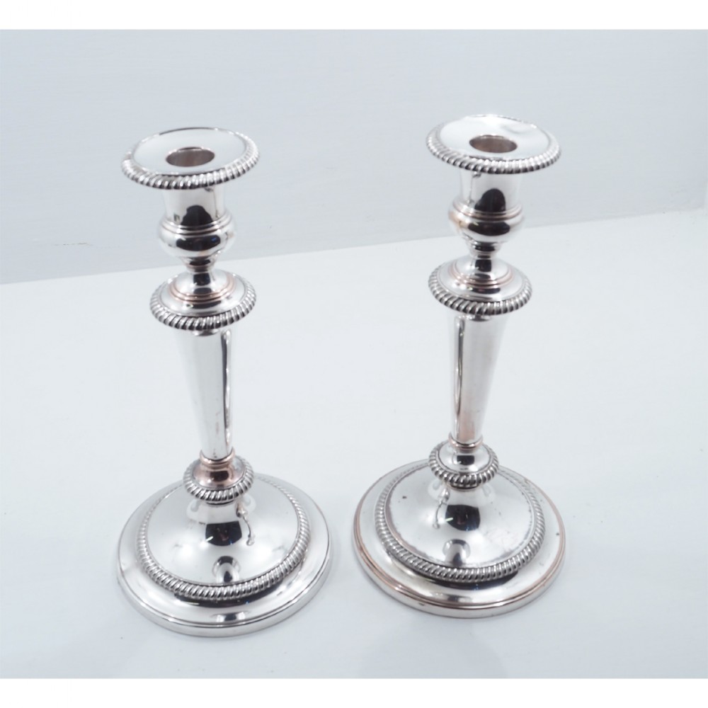 GOOD PAIR VICTORIAN PLATED CANDLESTICKS