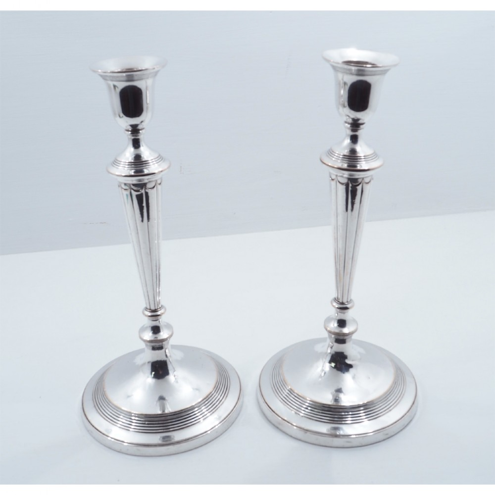 PAIR GEORGIAN SHEFFIELD PLATE CANDLESTICKS