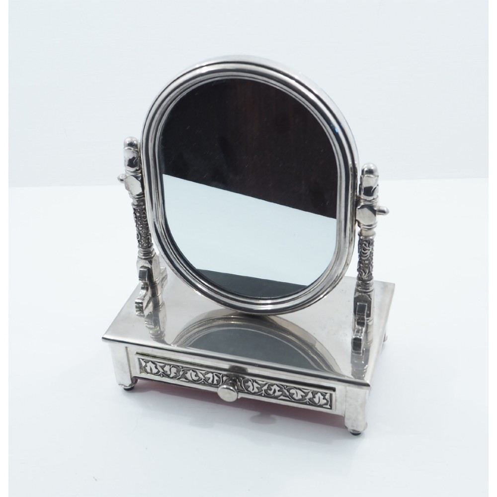 UNUSUAL ITALIAN SILVER PLATED MINIATURE MIRROR