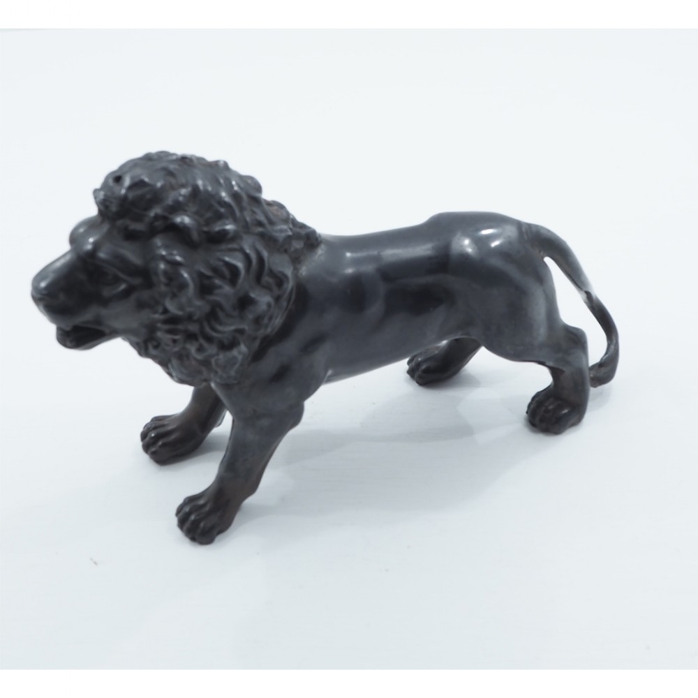 VICTORIAN BRONZED SPELTER LION FIGURE