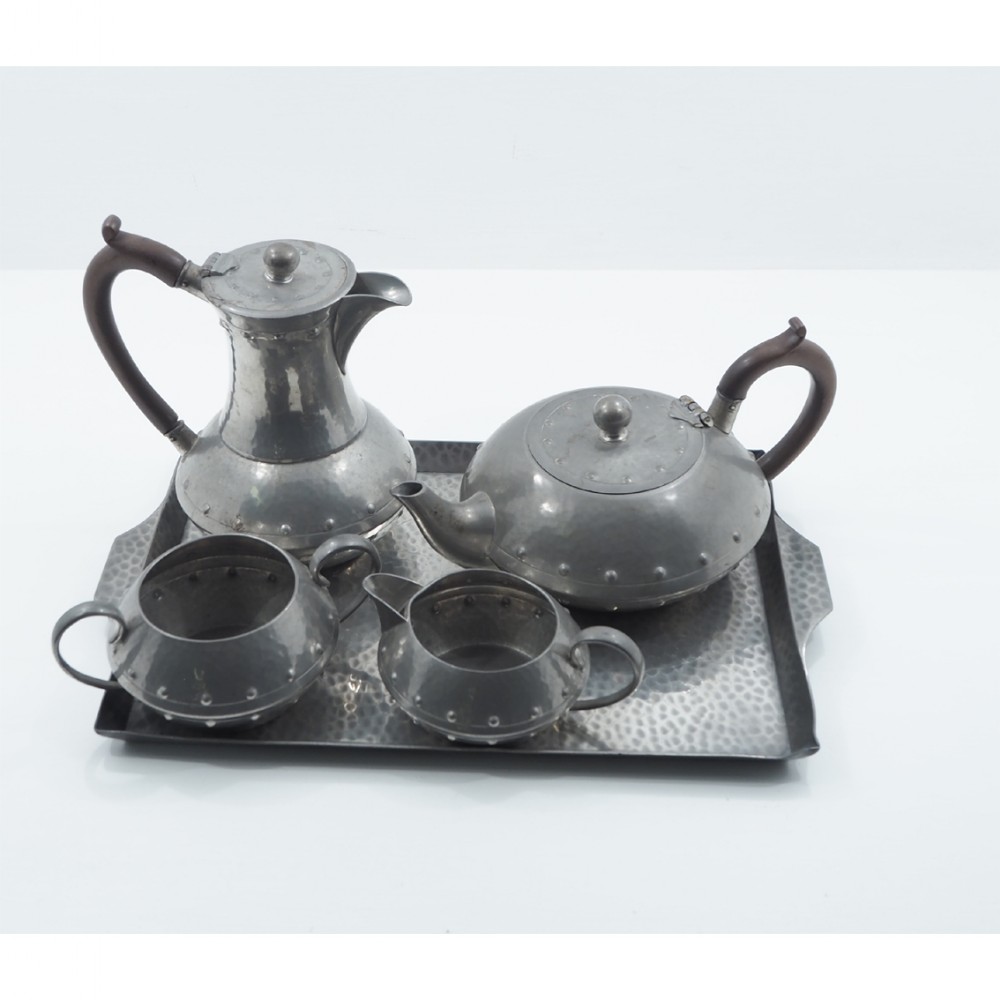 COMPLETE PEWTER TEA SERVICE BY WALKER & Co.