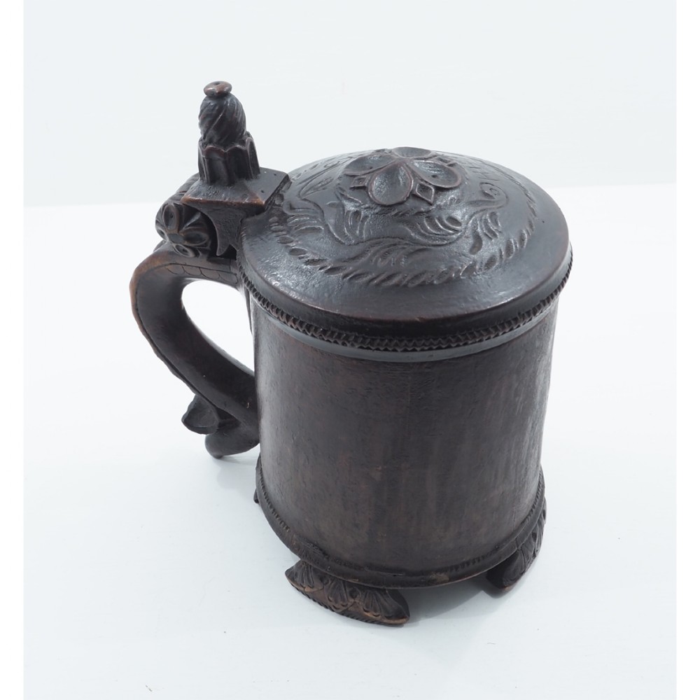 SUPERB NORWEGIAN CARVED TREEN TANKARD. 1794