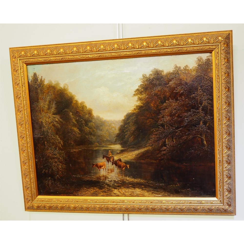 EARLY VICTORIAN OIL ON CANVAS LANDSCAPE