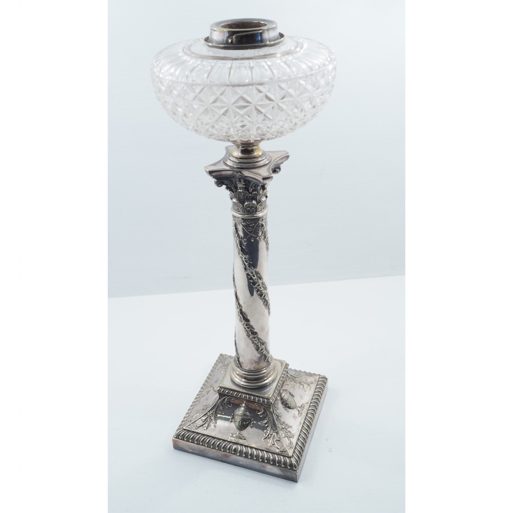 VICTORIAN ADAMS STYLE SILVER PLATED LAMP BASE