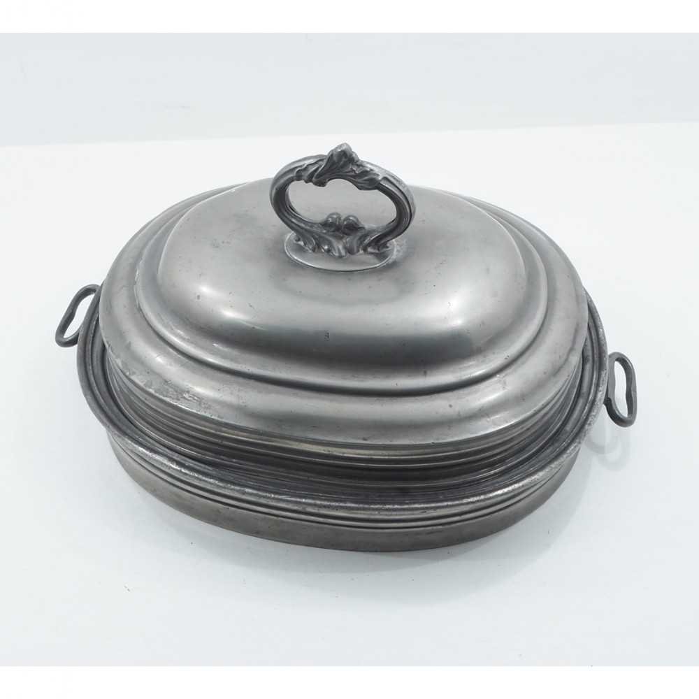 UNUSUAL GEORGIAN PEWTER FOOD WARMER