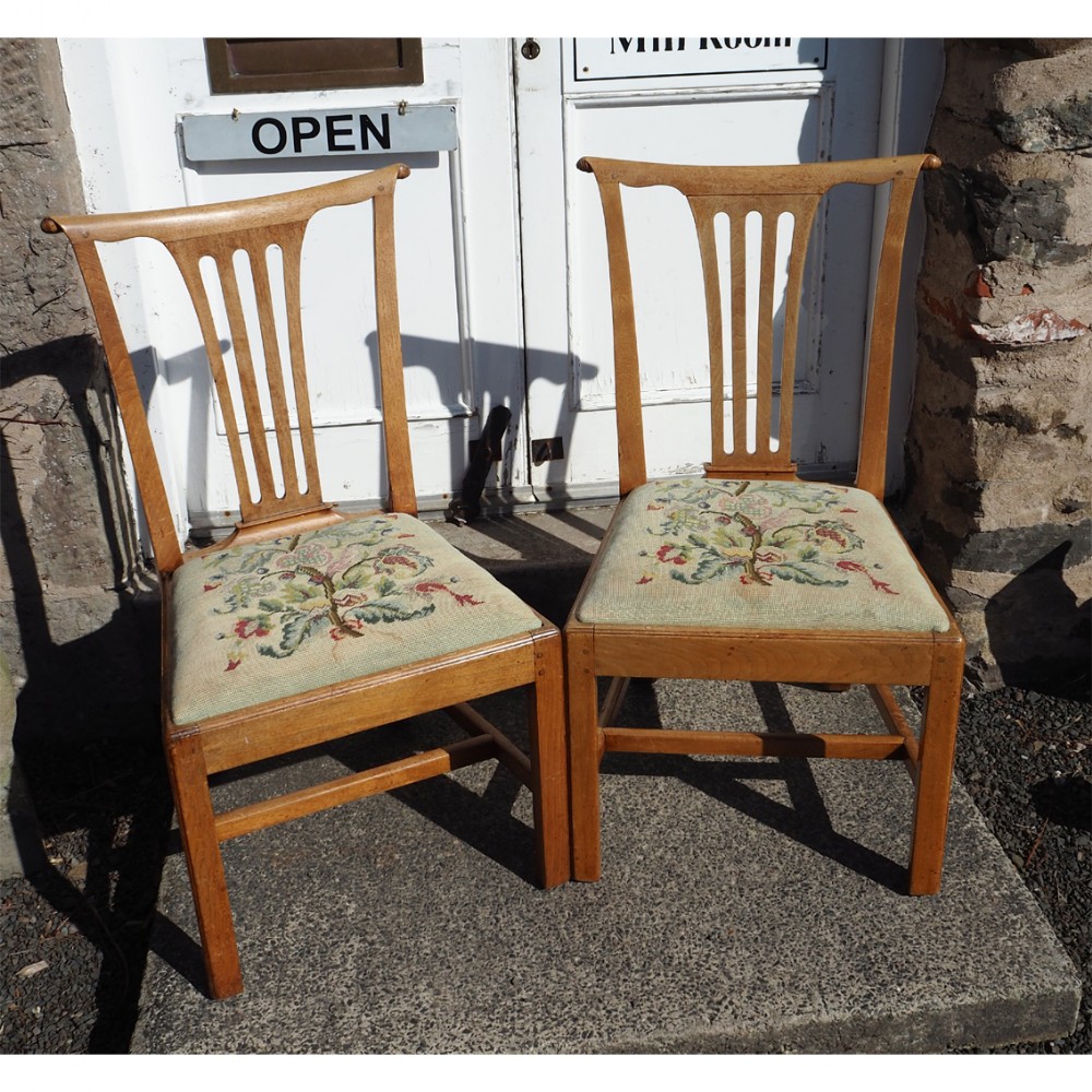 PAIR 18th CENTURY BLEACHED WALNUT HAND CHAIRS