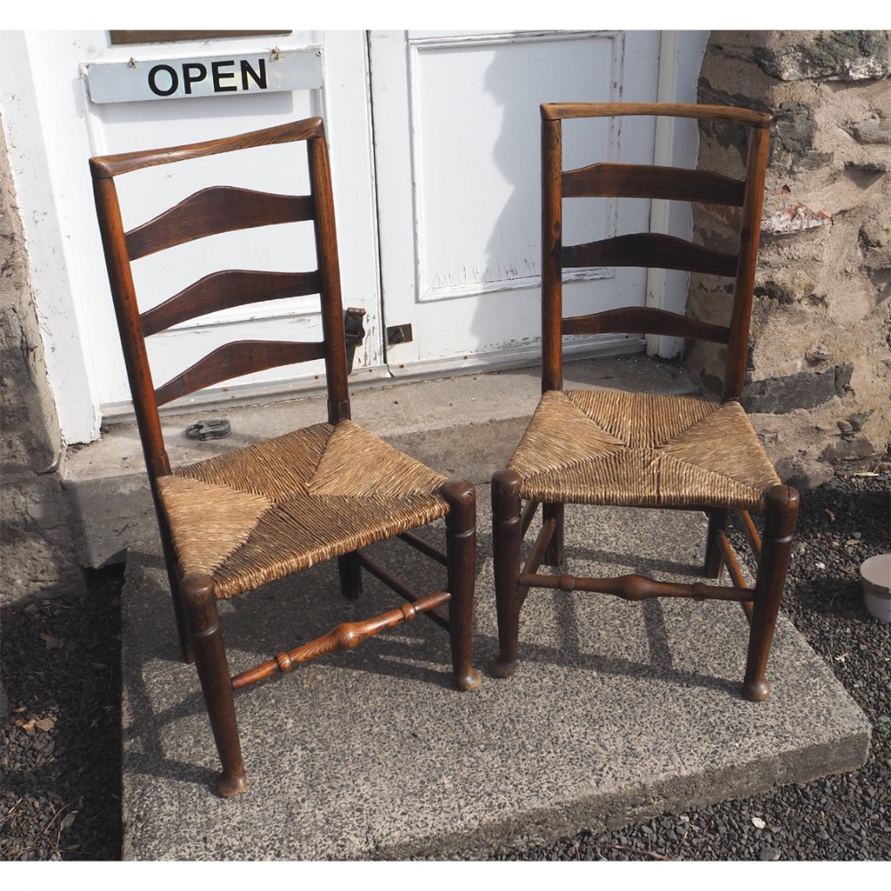 PAIR EARLY 19th CENTURY LADDER BACK CHAIRS