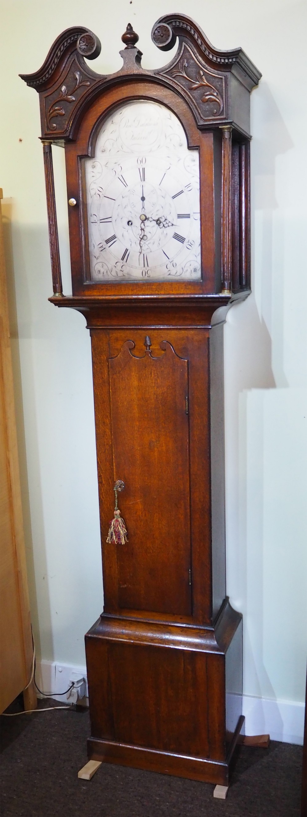 EARLY SCOTTISH 8 DAY OAK LONGCASE CLOCK