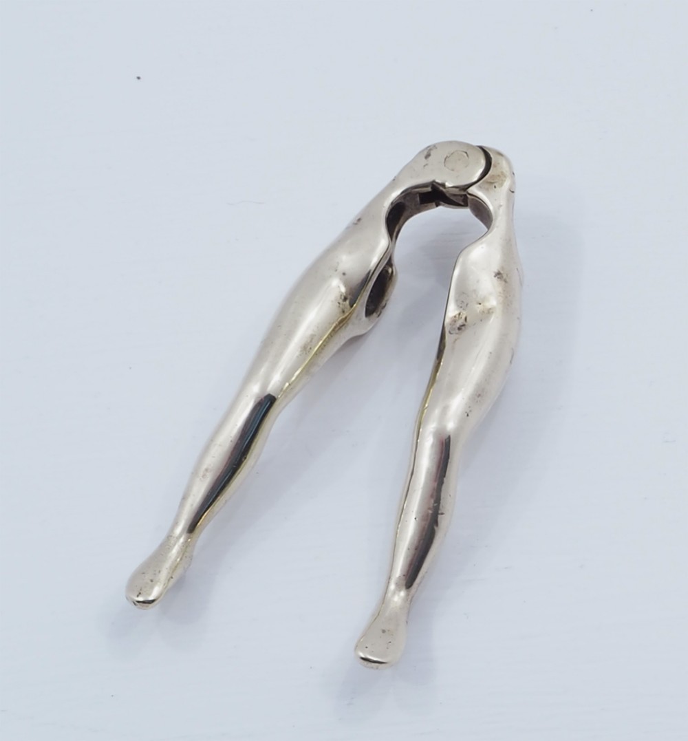 GOOD PAIR OF LADIES LEG BRASS NUTCRACKERS