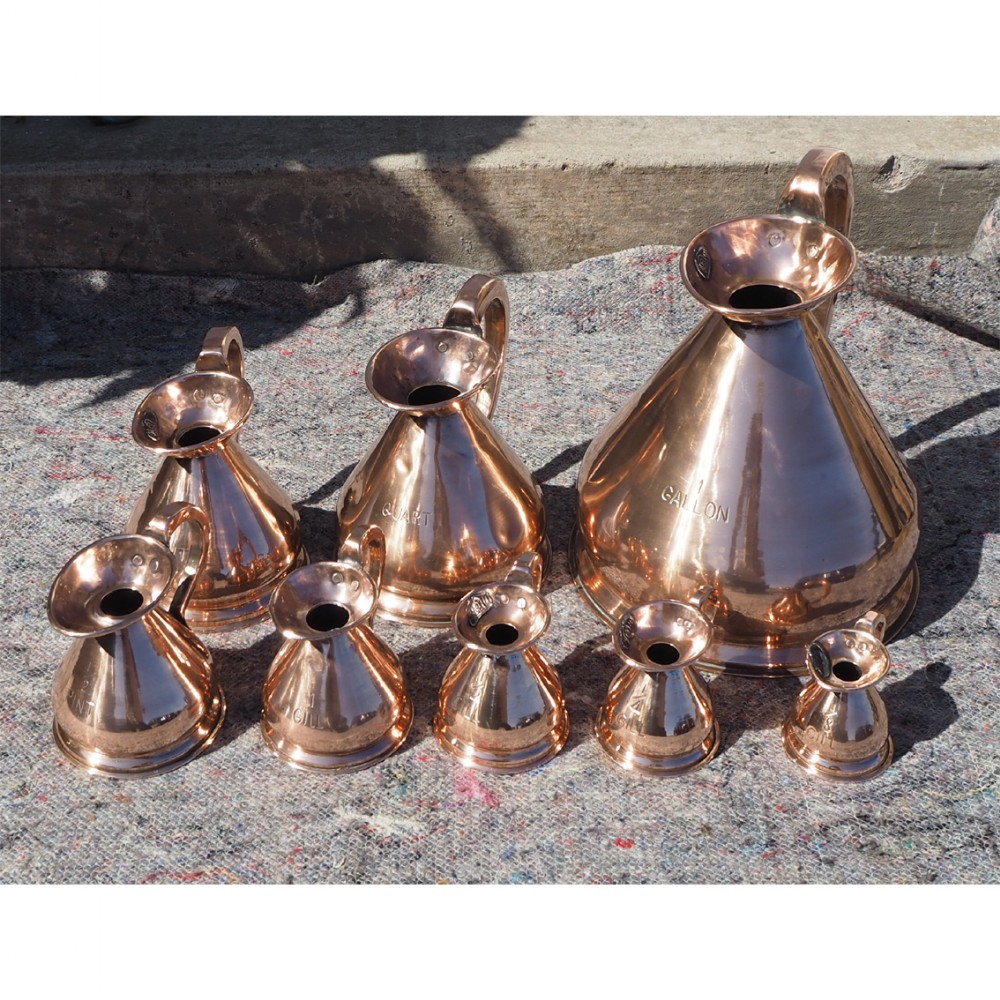 GOOD SET OF 8 VICTORIAN COPPER MEASURES